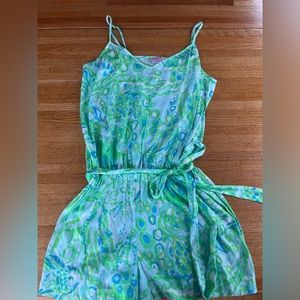 Lily Pulitzer lime green and light blue romper with belt